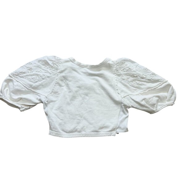 Free People Women's Alyssa Rose Cropped Top Lace V Neck Pullover SZ Medium White - Picture 8 of 9